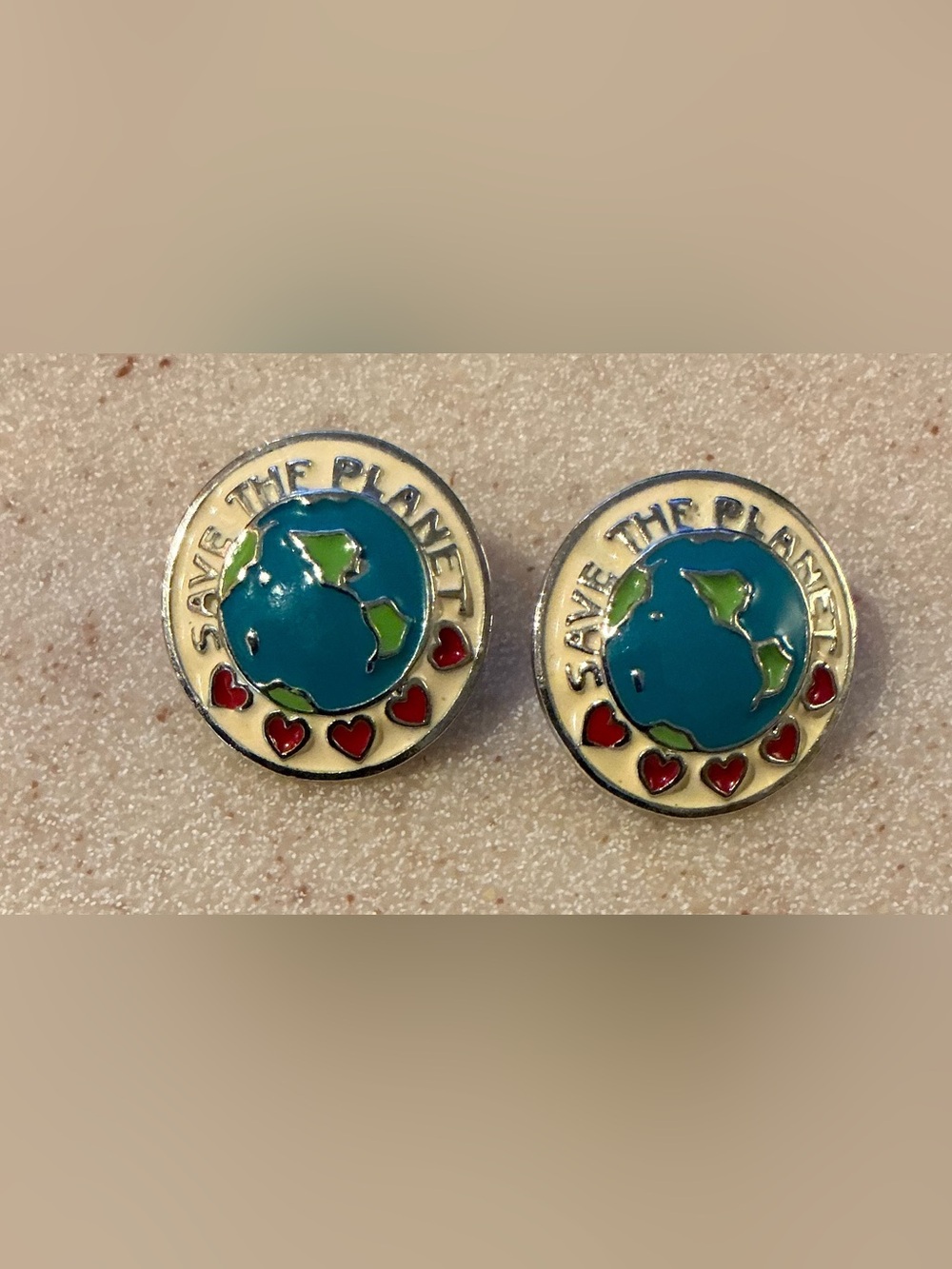 Save The Planet Earth Globe Enamel Stud Earrings - Blue & Green